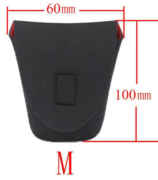 Medium Camera Lens Soft Pouch Neoprene Protector Case Bag (UK) Black & Red  BNIP