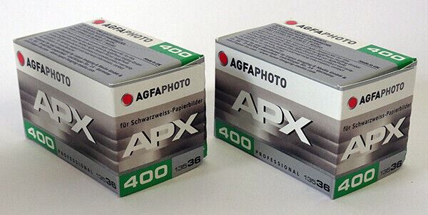 2 x Agfa APX 36 400 135mm Professional Black and White Film 36 exp. 400 ASA (UK)