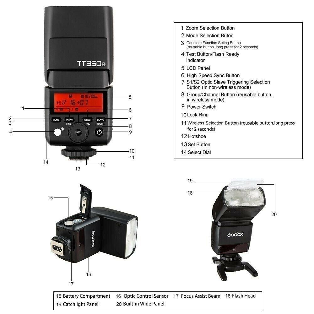 Godox TT350C 2.4G HSS 1/8000s TTL GN36 Camera Flash Speedlite for Canon (UK) NEW