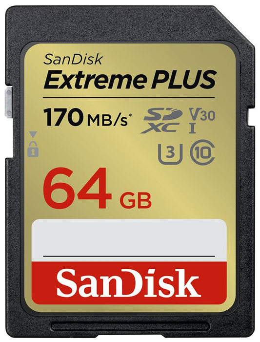 SanDisk 64GB Extreme Plus SDXC SD Card Class 10 UHS-3 4K Memory Card 170MB/S  UK