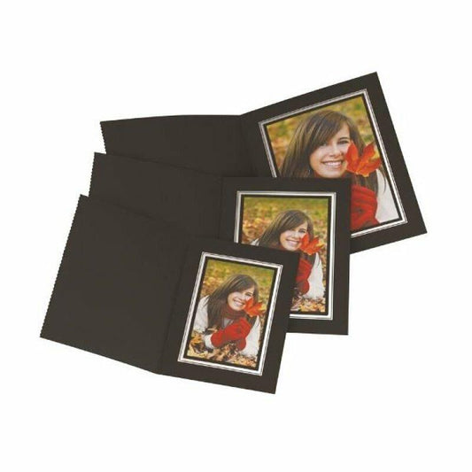 8" x 10" Photo Mounts Cardboard Upright Folders 49 x Kenro Black + Silver Border