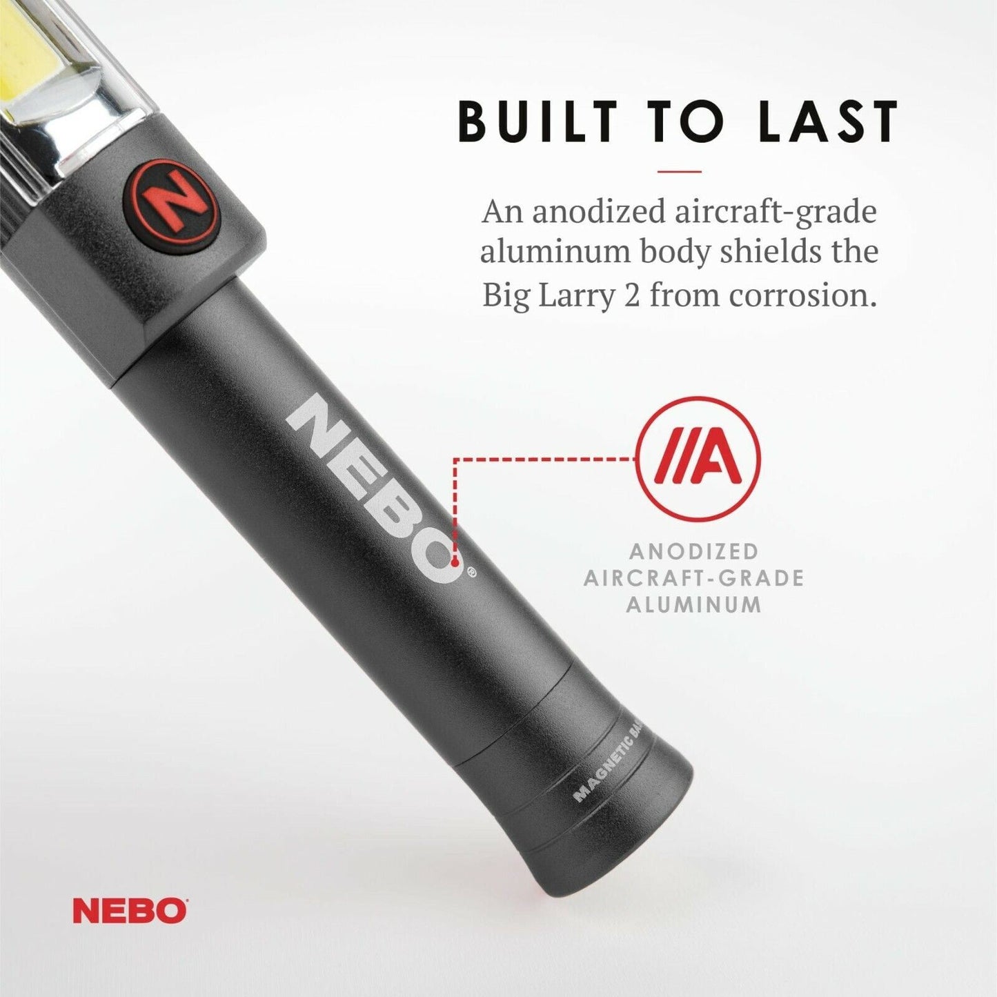 Nebo Big Larry 400 Lumen LED Torch + Work light in Silver COB FL-1 LED (UK) BNIB