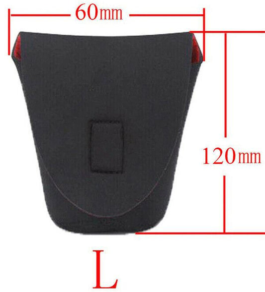 Large Camera Lens Soft Pouch Neoprene Protector Case Bag  (UK) Black & Red  BNIP