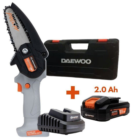 Daewoo U-FORCE Cordless Mini Chainsaw 10cm + Case, 2.0Ah Battery & Charger  (UK)