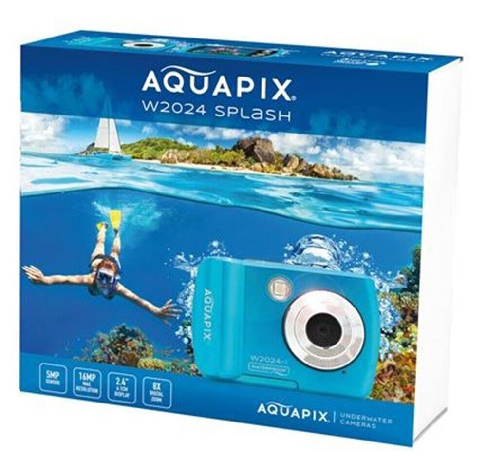 Aquapix W2024 Splash 3M Waterproof Digital Camera HD720P 5 MP in Blue  (UK) BNIB