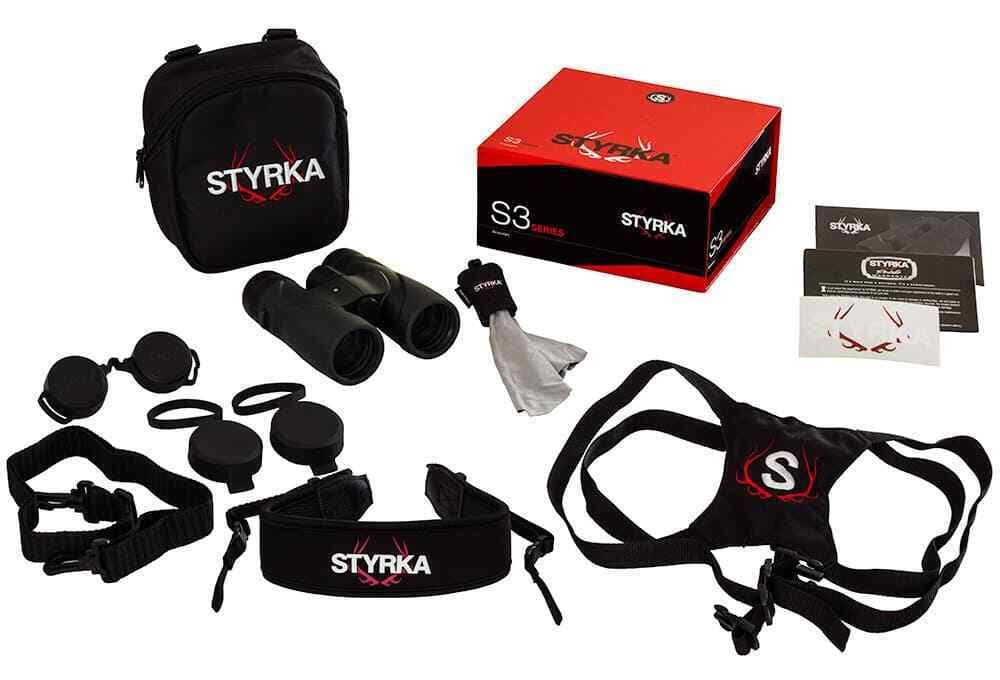 Styrka Strong S3 10 x 42 Binoculars + Chest Harness Case KIT (UK Stock) BNIB