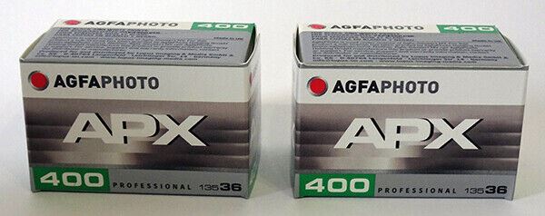 2 x Agfa APX 36 400 135mm Professional Black and White Film 36 exp. 400 ASA (UK)