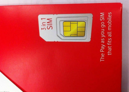 Vodafone UK Pay As You Go PAYG - Includes Standard, Micro & Nano Triple SIM Card