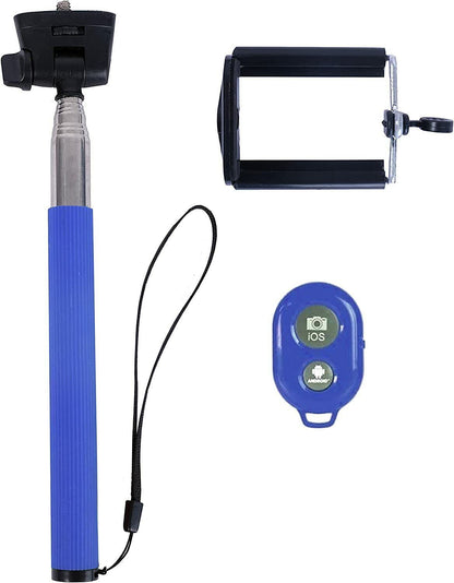 Vivitar 40" 100cm Selfie Stick Monopod in Blue + Bluetooth remote + Phone holder