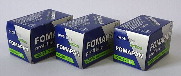 3 x Fomapan Action 400 iso 135mm Black & White Negative Film 135 36exp. (UK) NEW