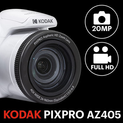 KODAK PIXPRO AZ405 DIGITAL 20MP 40x Zoom BRIDGE CAMERA in White (UK Stock)  BNIB