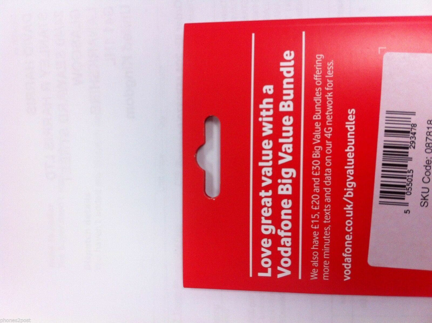 Vodafone UK Pay As You Go PAYG - Includes Standard, Micro & Nano Triple SIM Card