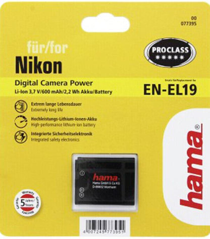 EN-EL19 Li-ion Battery for Nikon Digital Camera by HAMA Pro Class DP395 UK Stock