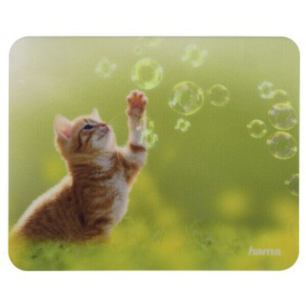 Hama Animal Mouse mat Pad featuring cute Ginger Kitten & Bubbles (UK Stock) BNIP