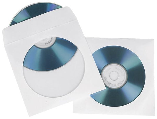 Hama CD / DVD Pack of 50 Paper Protective Storage Sleeves - White   #62671  (UK)