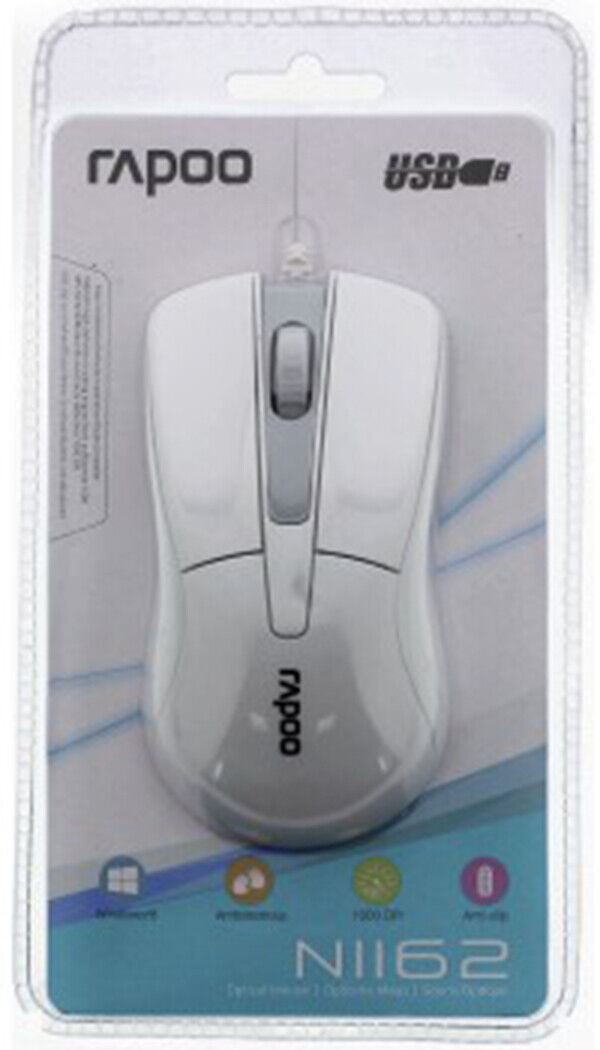 Rapoo N1162 Optical Wired USB 3 Button Mouse in White  #155472  (UK Stock)  BNIP