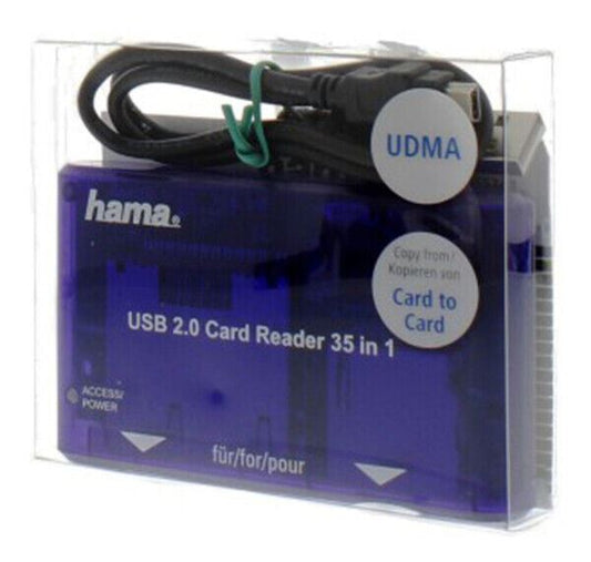 Hama "35 in 1" USB 2.0 Multi Card Reader in blue #55348 CF SD MS (UK Stock) BNIP