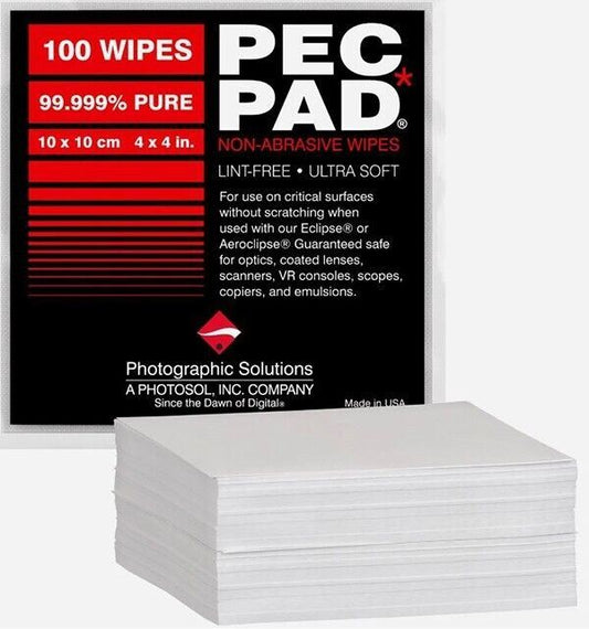 100 x Photographic Solutions PEC PAD Lens Cleaning Cloths 10cm x 10cm 4" x 4" UK