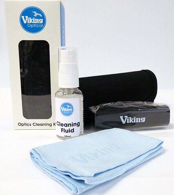 Viking Binocular Lens Cleaning Kit including 30ml Fluid, Cloth, Brush & Pouch UK