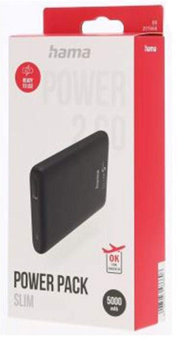 Power bank Pack by Hama Slim 5HD 5,000mAh Portable USB A Charger (UK Stock) BNIB