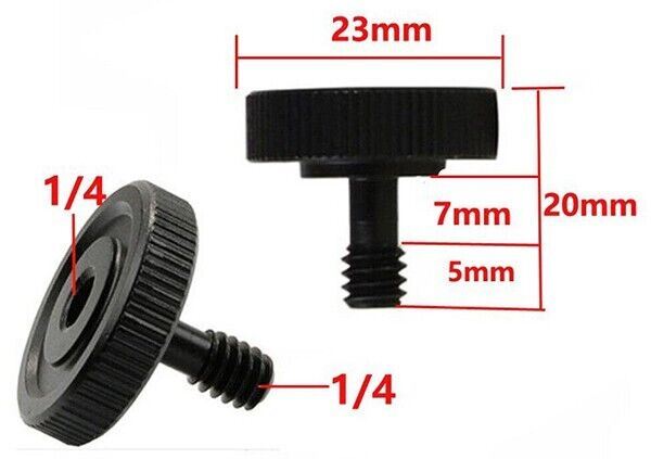 1/4" Male to 1/4" Female Screw Adapter Camera Tripod Flash Bracket in Black (UK)