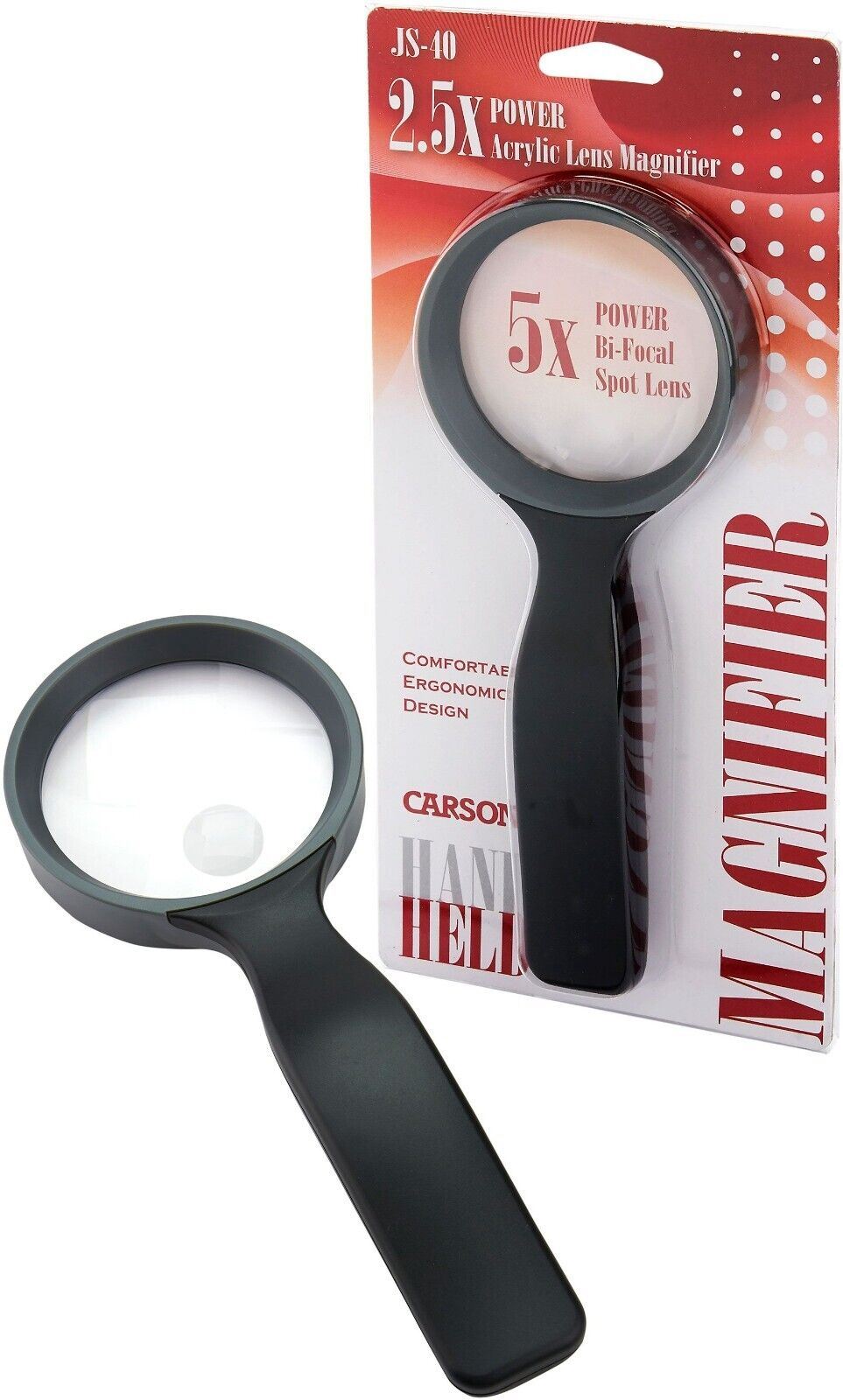 Carson 3" Hand Held Compact 2.5x Magnifier with 5x Spot Lens (UK Stock) BNIP new