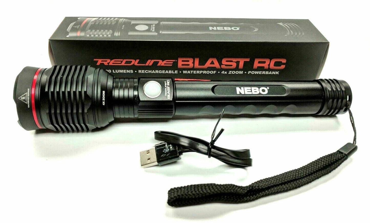 NEBO Redline Blast RC Rechargeable LED Waterproof Torch + Powerbank 3.2K #NE6697