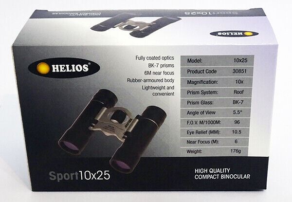 Helios Sport 10 x 25 Compact Roof Prism Binocular #30851 (UK Stock) BNIB Bargain